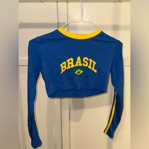 Edikted Blue and Yellow Brasil Crop Top